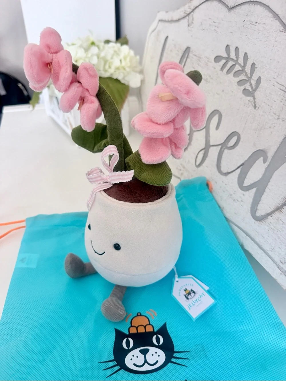 Jellycat Amuseables Pink Orchid + Dust Bag! AUTHENTIC BNWT!